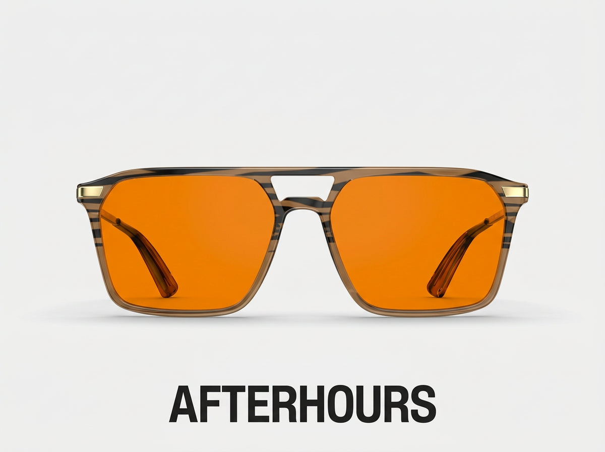 Study Abroad orange blue light glasses front view